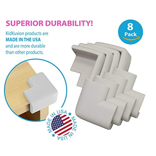 Kidkusion Corner Cushions, Off White - 8 Pack | Foam Safety; Table Protector; Furniture Safety; Edge Guard - Image 3